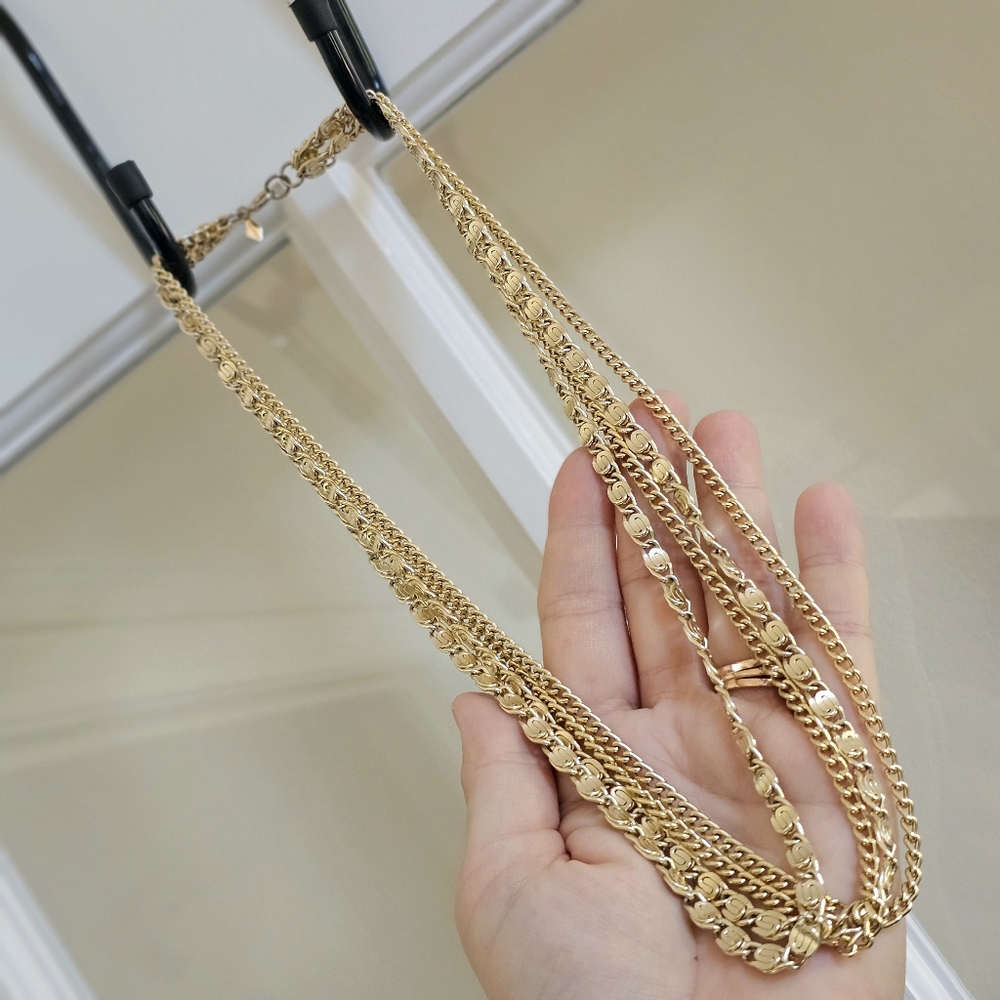 Sarah Coventry Necklace SIGNED Modern Gold Tone Multi Strand Chain - Picture 2 of 7